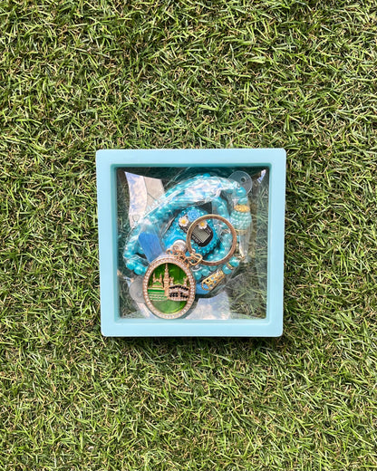 Coffret: Tasbih, Tasbih électronique et porte clés - blue